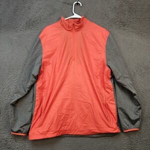 Nike Golf Pullover Mens Large Red Gray 1/4 Zip Windbreaker Jacket Athletic